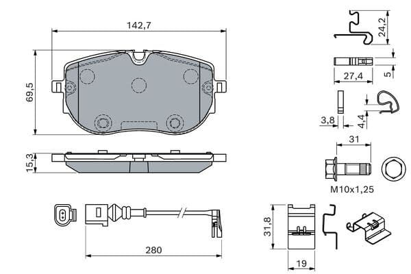 Diskli fren balatası seti; ön 5