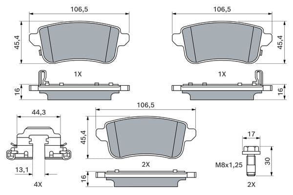 Diskli fren balatası seti; arka 1